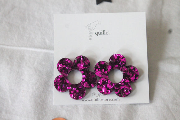 Hot Pink Statement Flower Studs