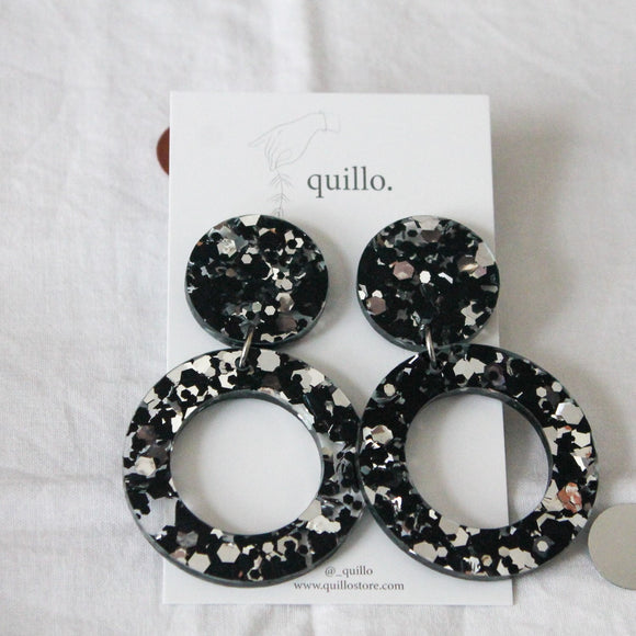 Black & Silver Circle Dangles