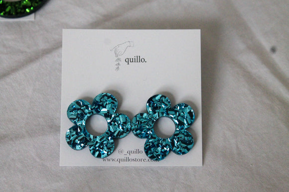 Baby Blue Statement Flower Studs